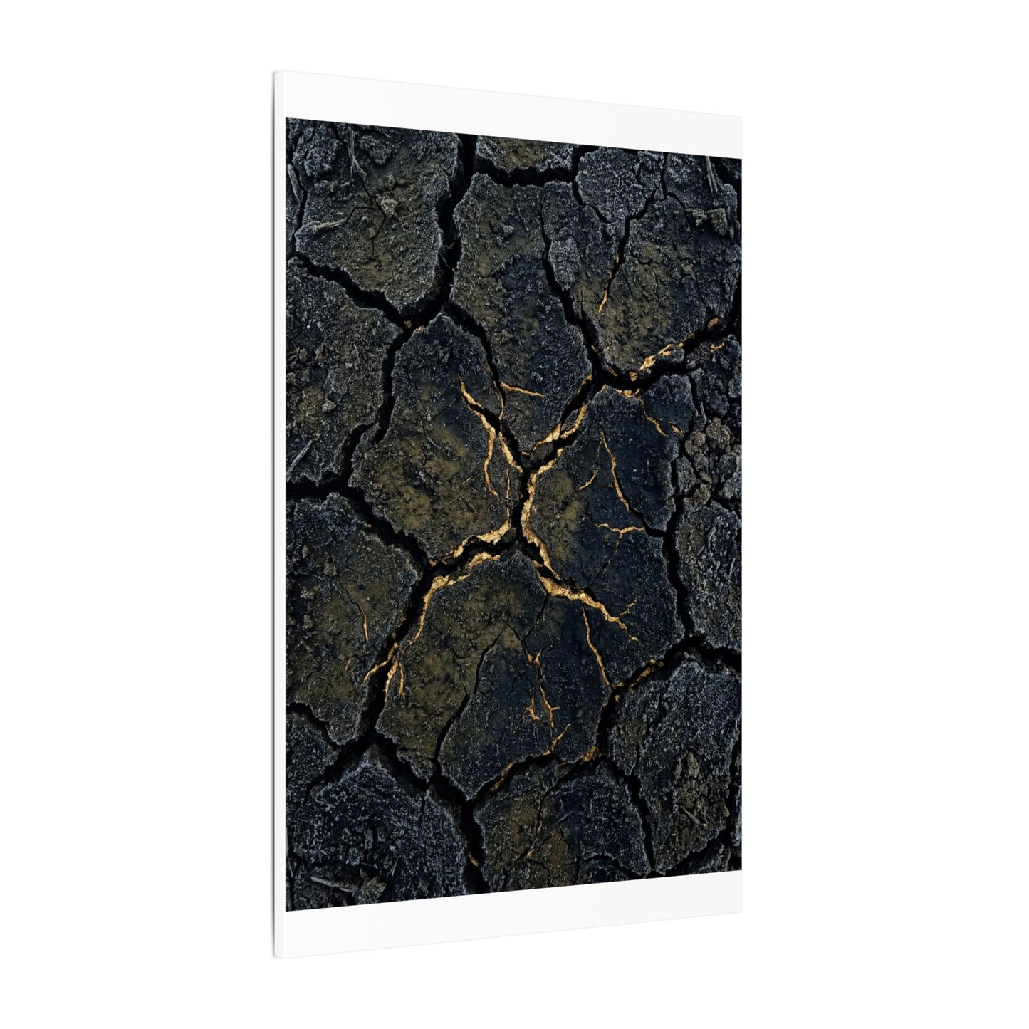 Overcast Cracked Earth Canvas Art - Dark Japandi Ma