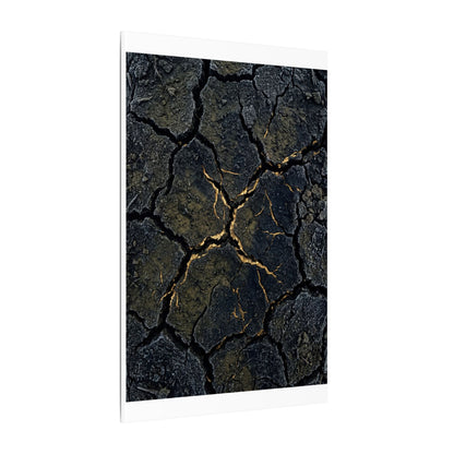 Overcast Cracked Earth Canvas Art - Dark Japandi Ma