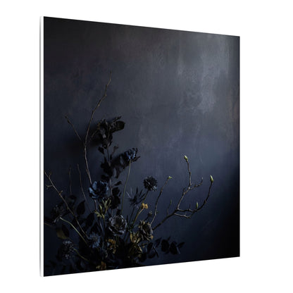 Dried Flowers Spring Canvas Art | Dark Japandi Moody Design