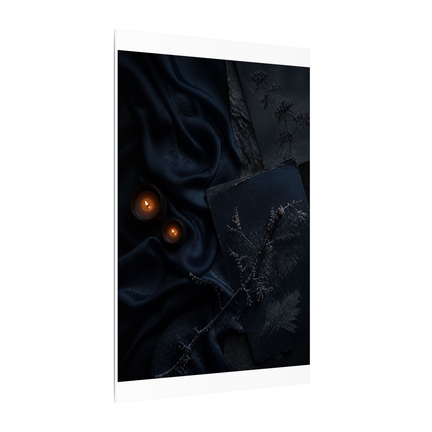 Candlelight Silk Drape Canvas Art - Dark Japandi Kanso