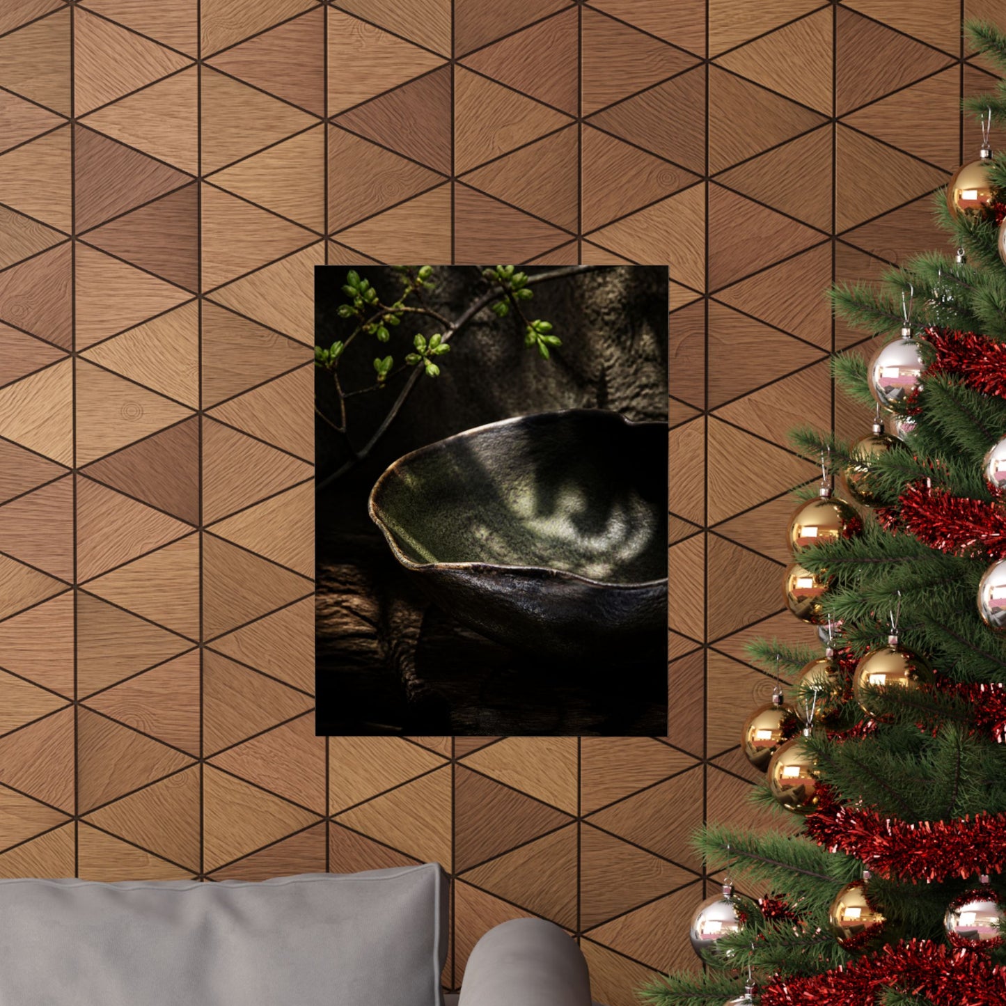 Dappled Ceramic Bowl Wall Art Print - Dark Japandi Fukinsei