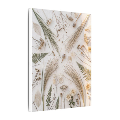 Elegant Dried Flowers Canvas Art - Japanese Pattern Japandi