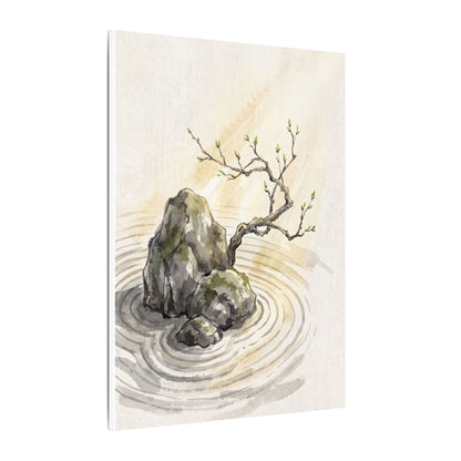 Serene Rock Garden Canvas Art - Sumi E Zen