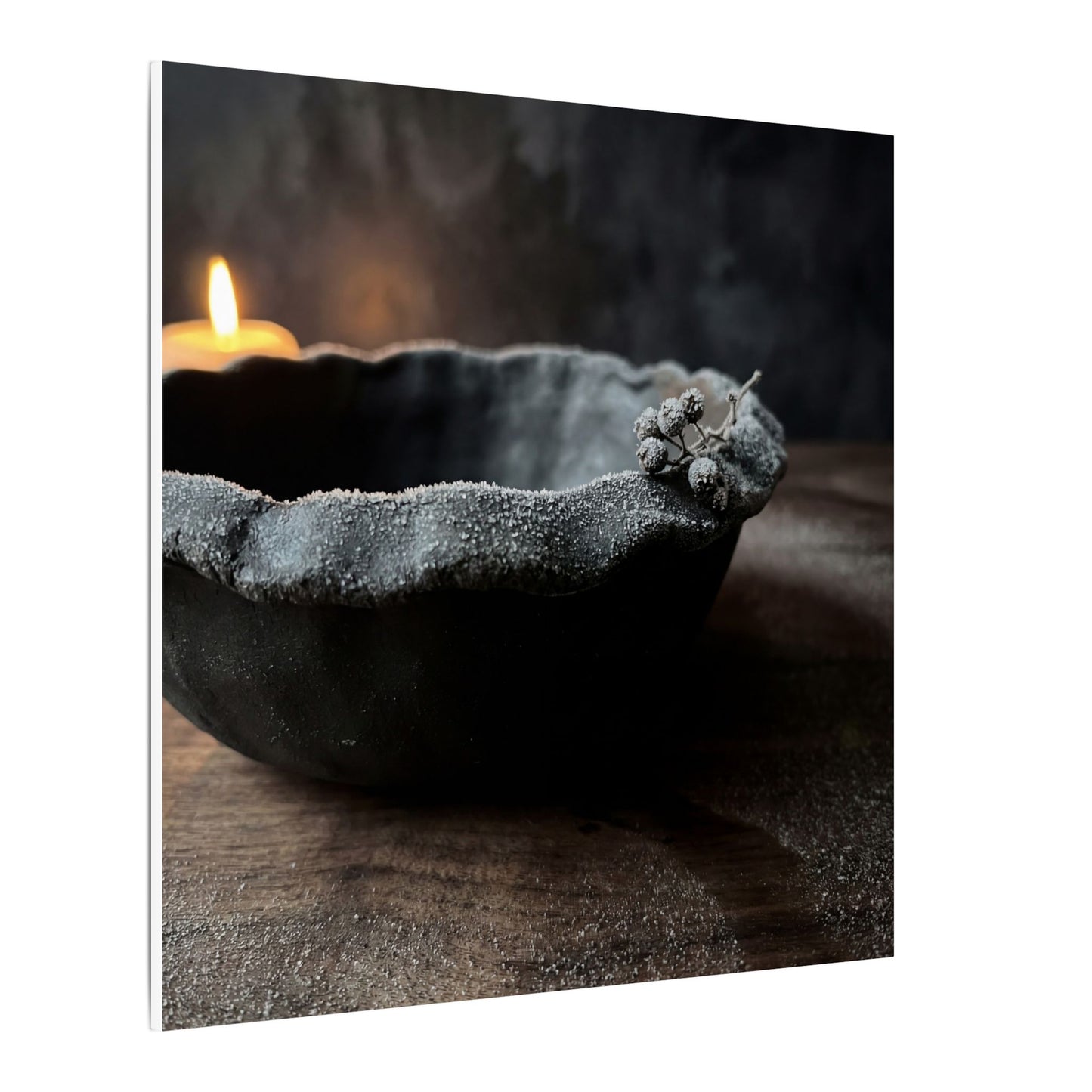 Ceramic Bowl Canvas Art | Winter Dark Japandi Shadow Zen Art