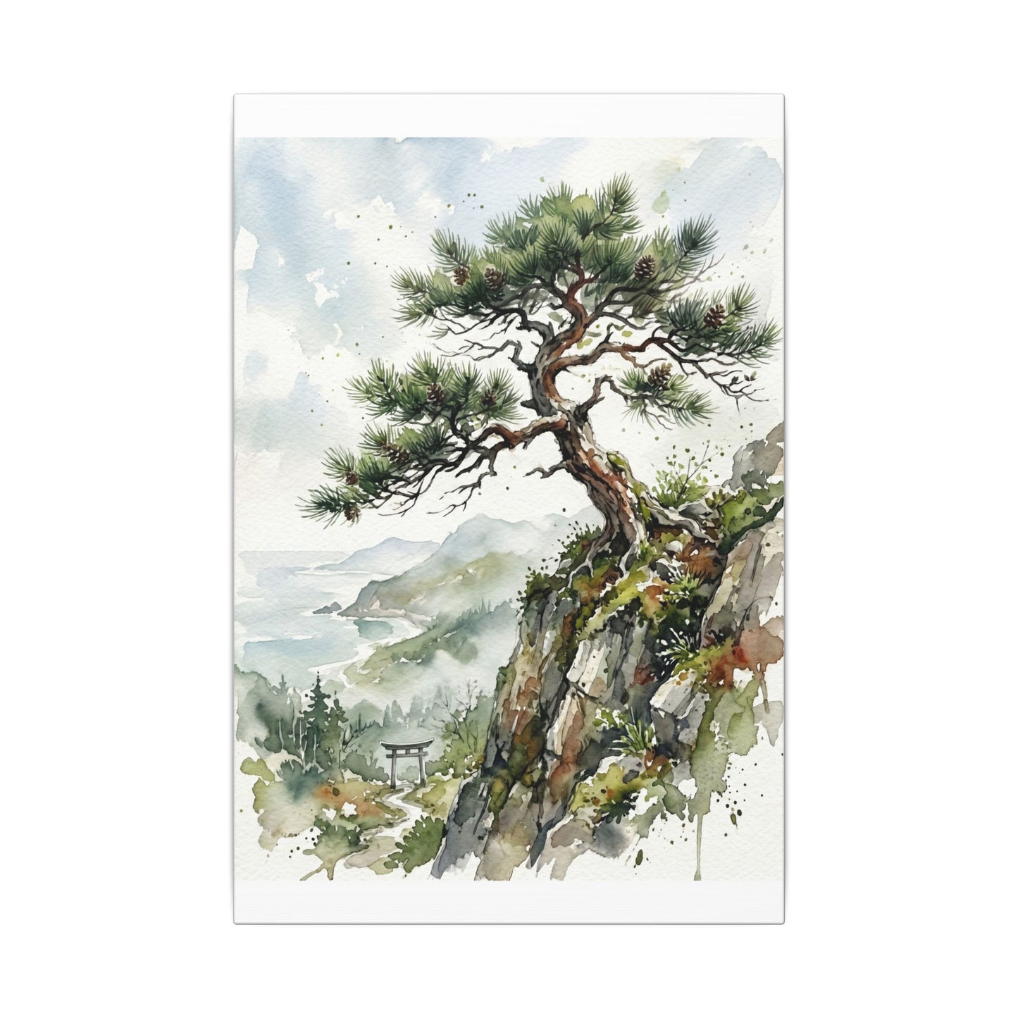 Pine Tree Spring Canvas Art | Japandi Neutral Design