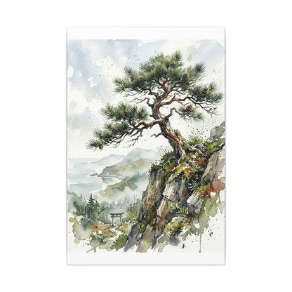 Pine Tree Spring Canvas Art | Japandi Neutral Design