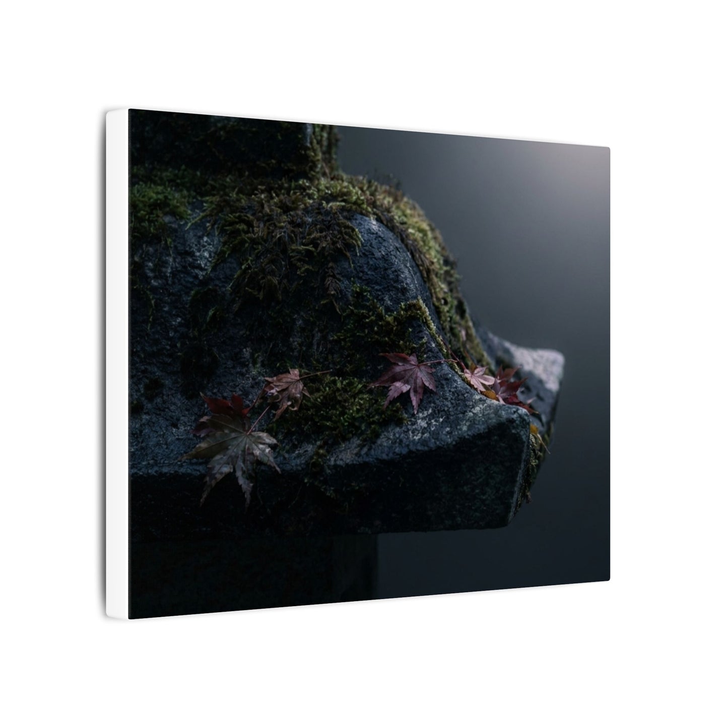 Stone Lantern Moody Minimal Canvas Art | Sophisticated Dark Japandi Art