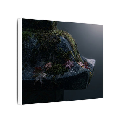 Stone Lantern Moody Minimal Canvas Art | Sophisticated Dark Japandi Art