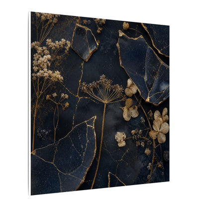 Philosophical Dried Flowers Canvas Art - Broken Beauty Kintsugi