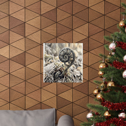 Japandi Fern Unfurling in Golden Hour | Watercolor Wall Art Print