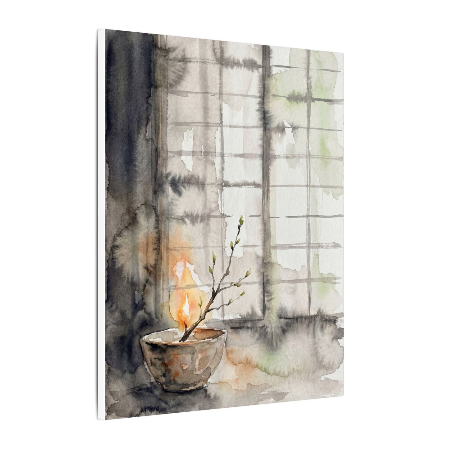 Shoji Screen Canvas Art | Spring Japandi Watercolor Art