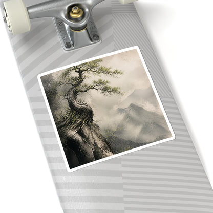 Warm Pine Tree Sticker - Watercolor Japandi