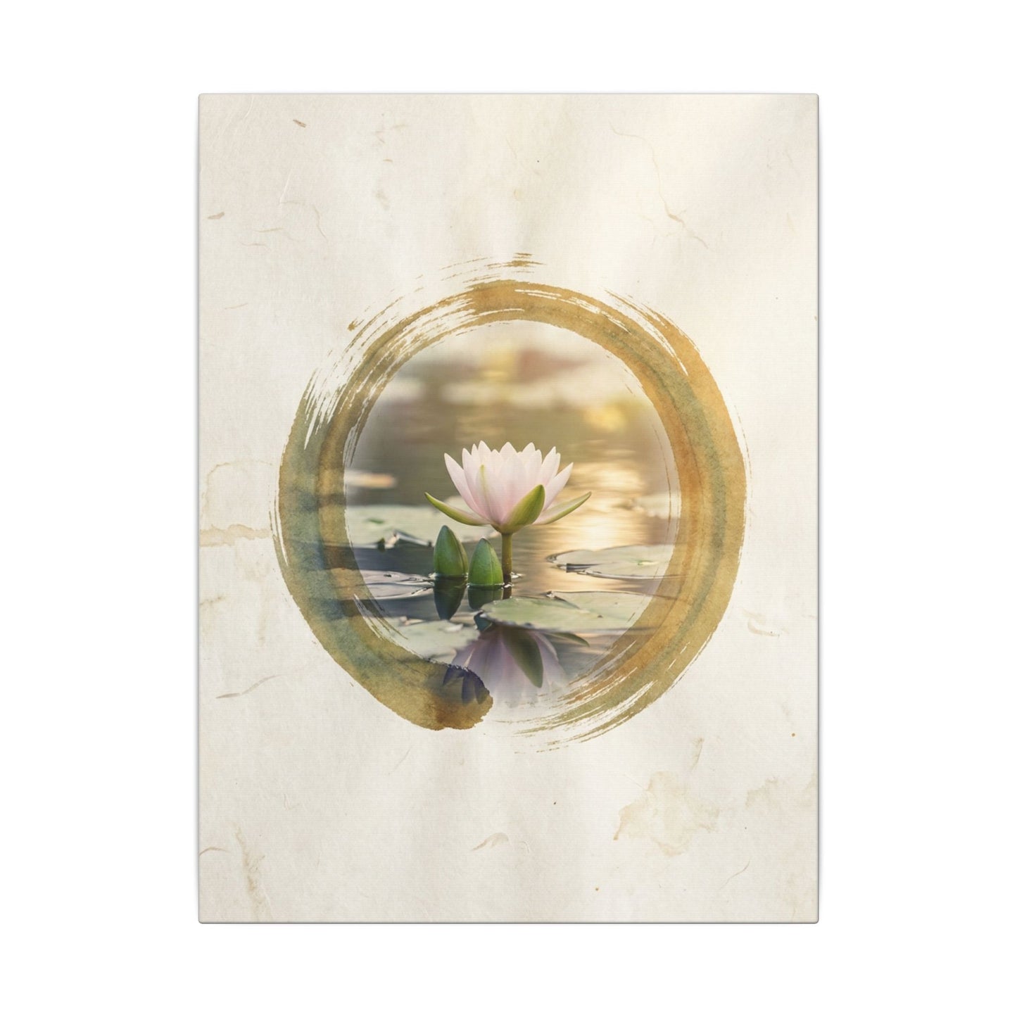 Peaceful Lotus Flower Canvas Art - Enso Zen