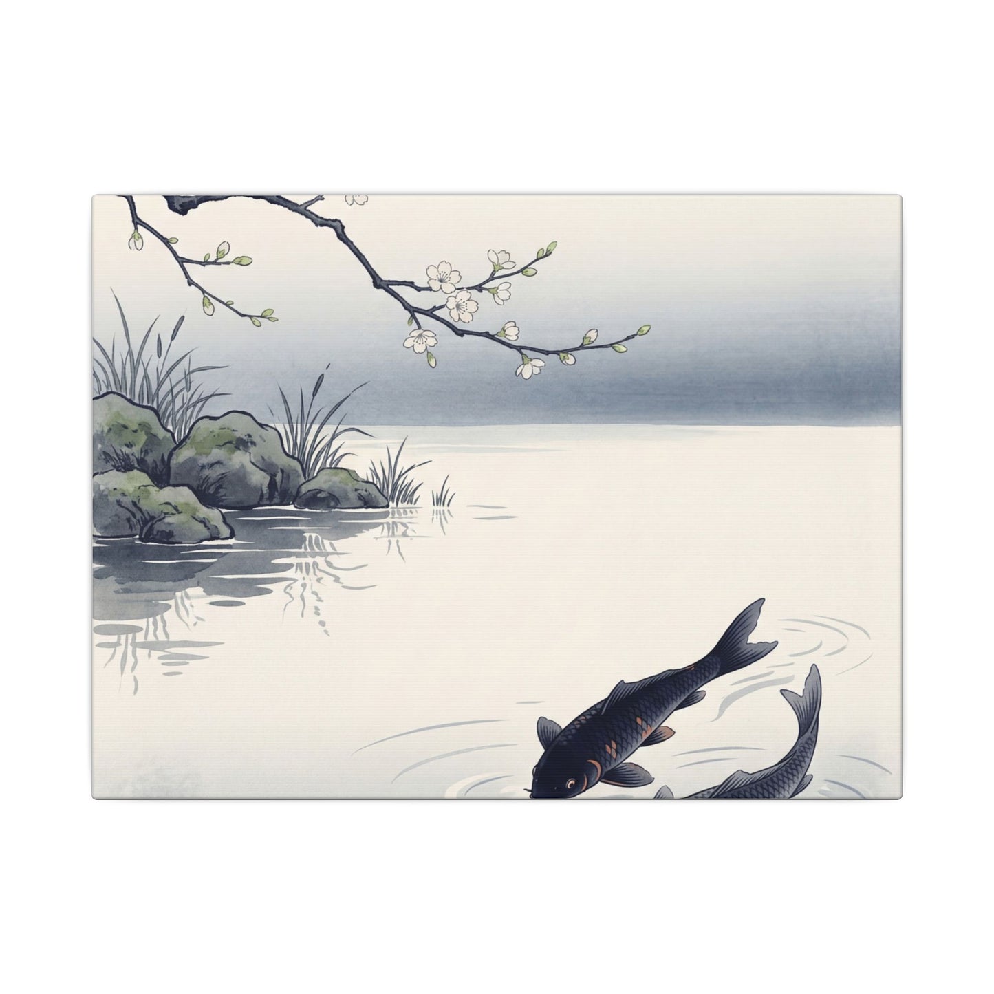 Ma Koi Pond Canvas Art - Zen Ukiyo E Inspired Art Print
