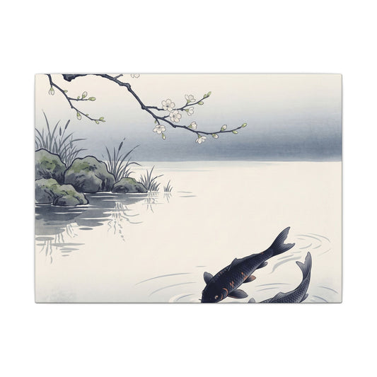 Ma Koi Pond Canvas Art - Zen Ukiyo E Inspired Art Print