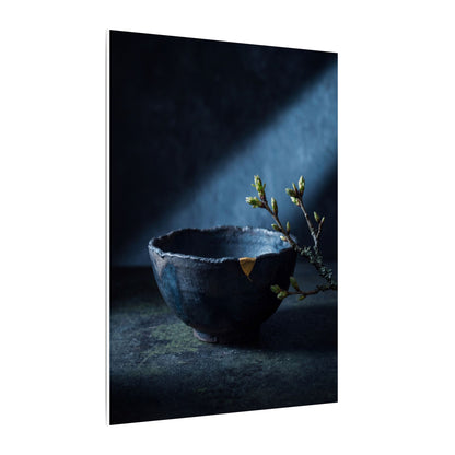 Ceramic Bowl Shadow Zen Canvas Art | Sophisticated Dark Japandi Art