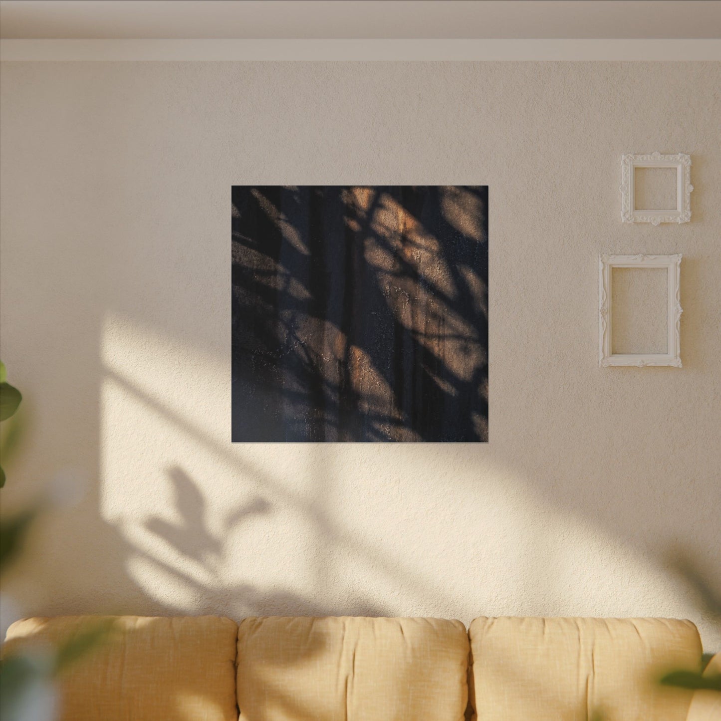 Dark Japandi Shadow Play in Golden Hour | Shadow Zen Canvas Art