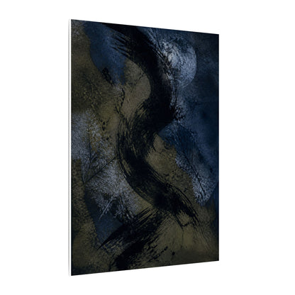 Shibui Ink Brushstroke Canvas Art - Dark Japandi Dark Texture