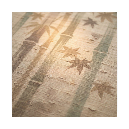 Autumn Bamboo Grove Japanese Pattern Canvas Art | Neutral Decor