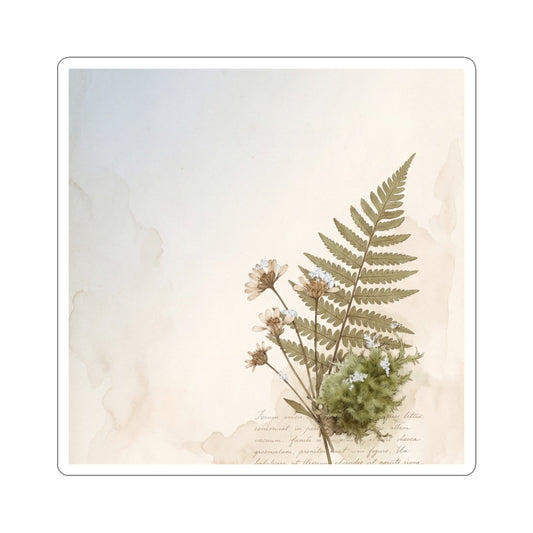 Cottagecore Moss Close Up in Dawn | Herbarium Sticker Art Print