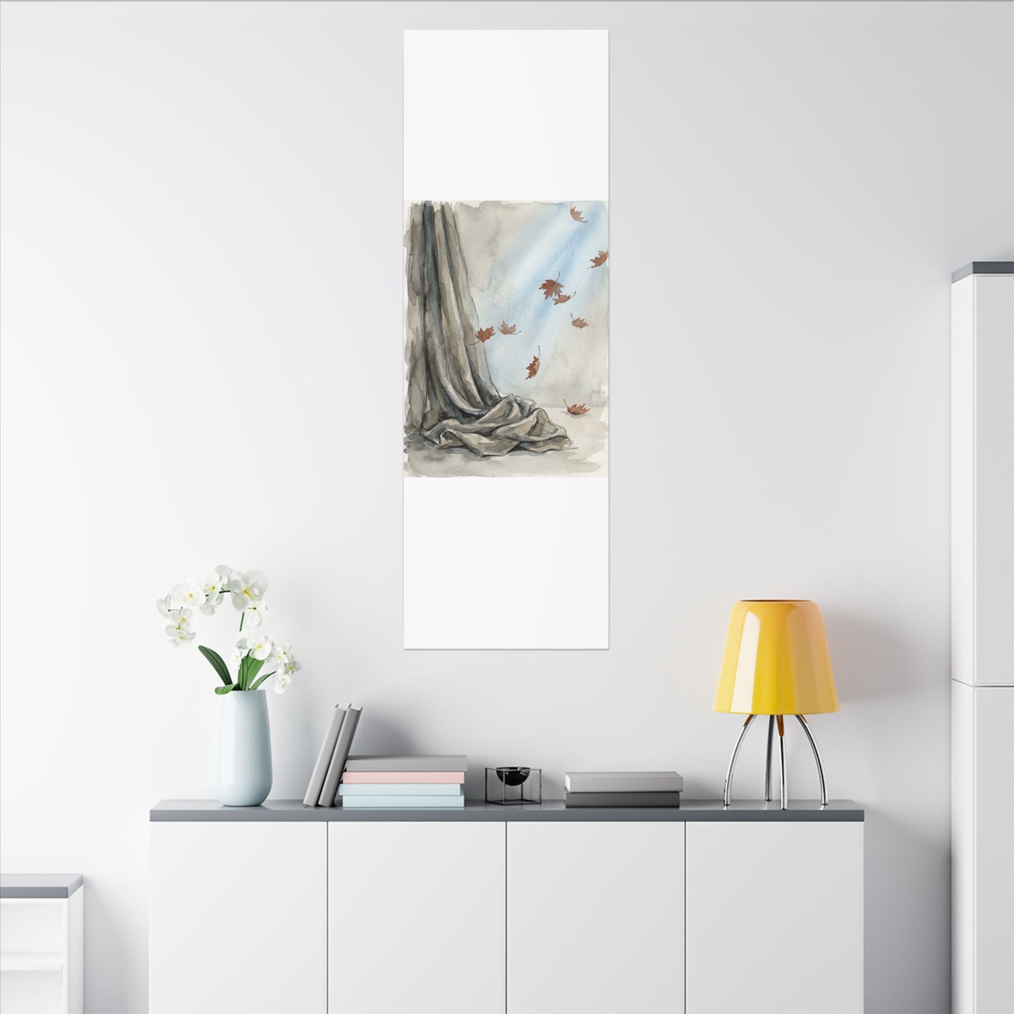 Ma Silk Drape Canvas Art - Japandi Watercolor
