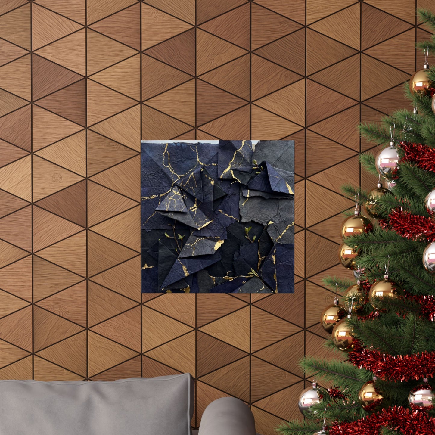 Paper Fold Crackle Gold Wall Art Print | Philosophical Kintsugi Art