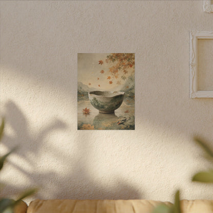 Autumn Ceramic Bowl Watercolor Canvas Art | Cozy Decor