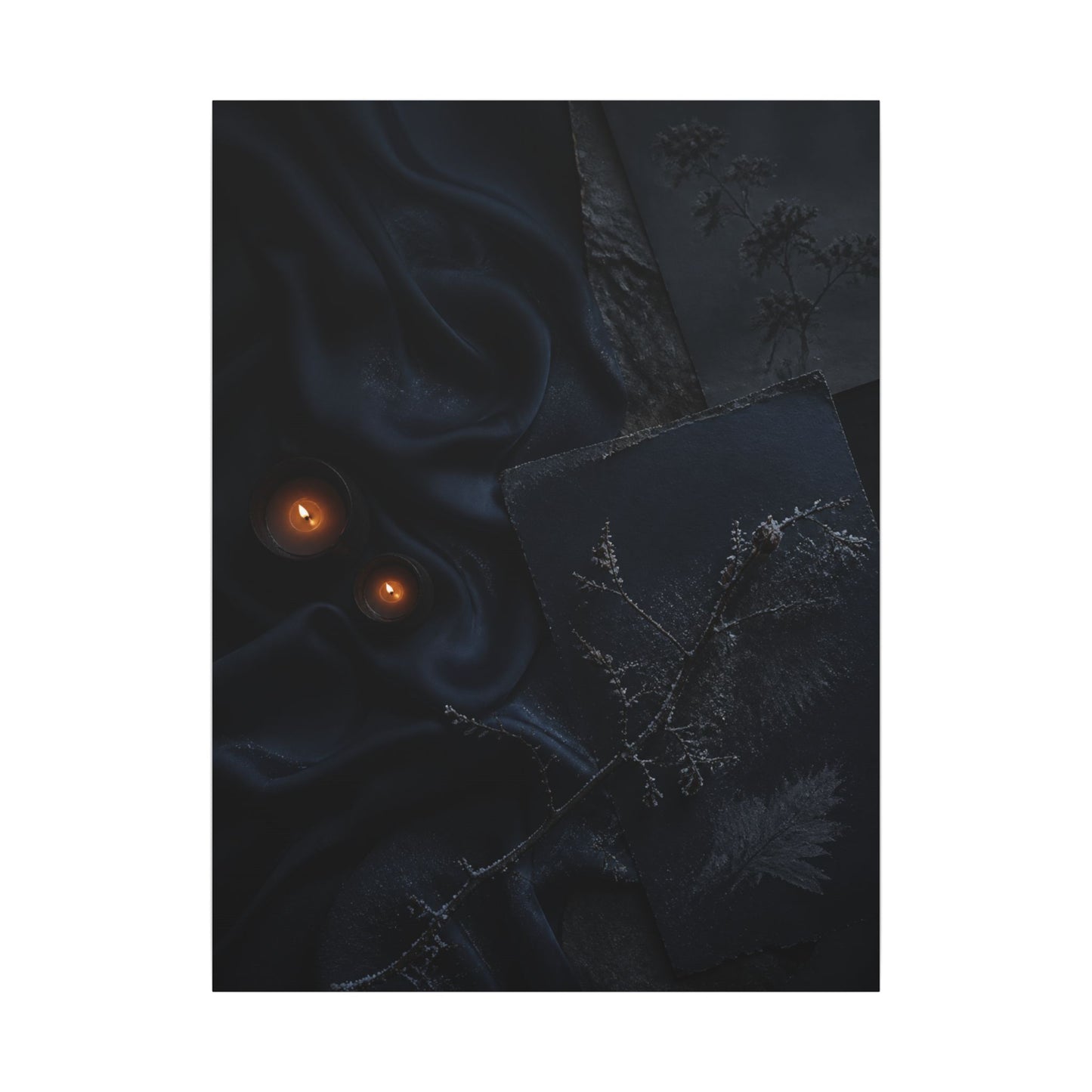 Candlelight Silk Drape Canvas Art - Dark Japandi Kanso