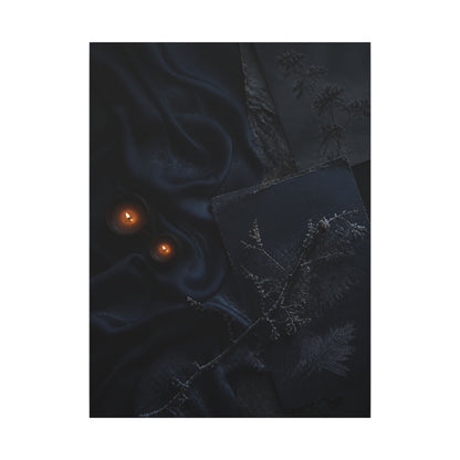 Candlelight Silk Drape Canvas Art - Dark Japandi Kanso