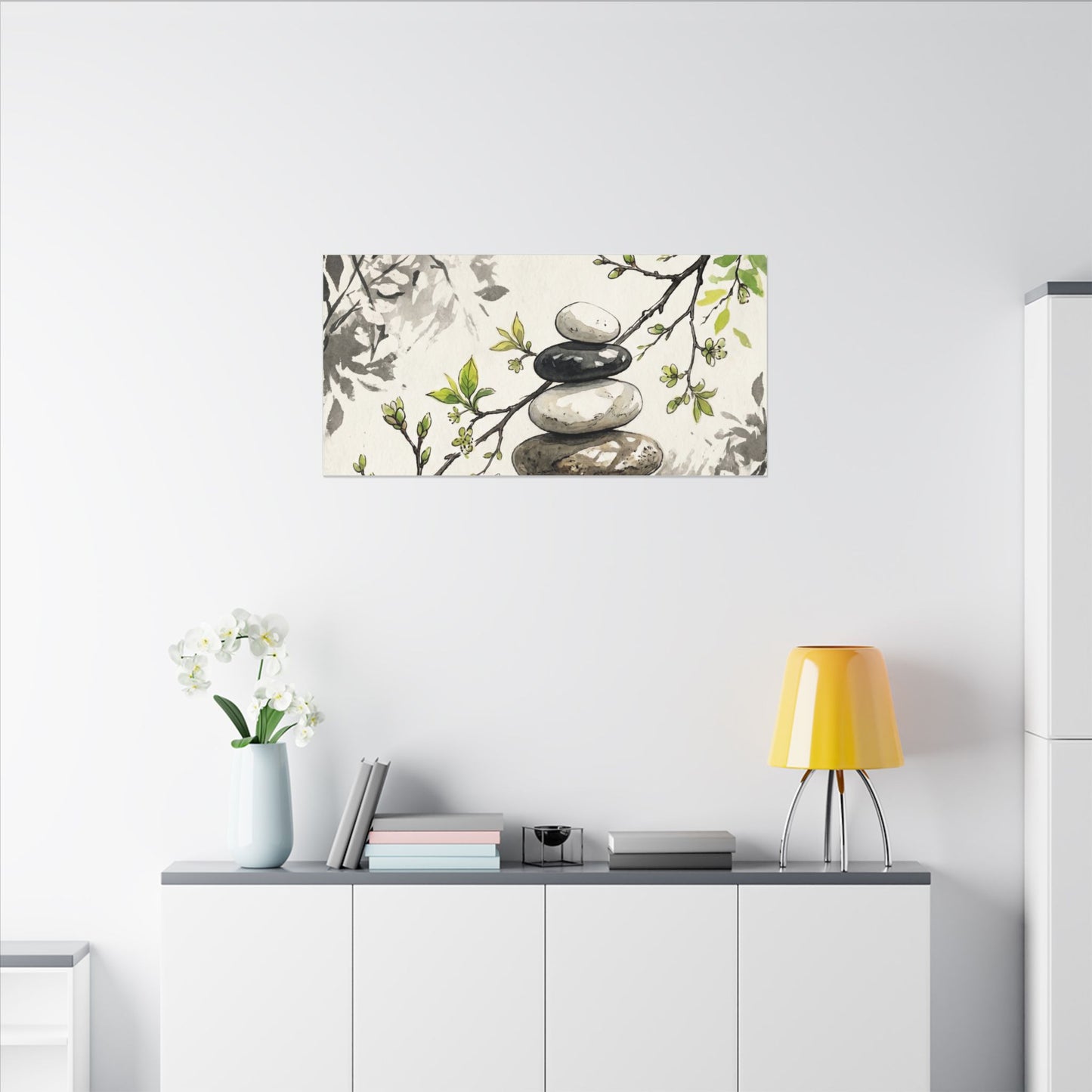 Spring River Stones Japanese Pattern Canvas Art | Elegant Decor