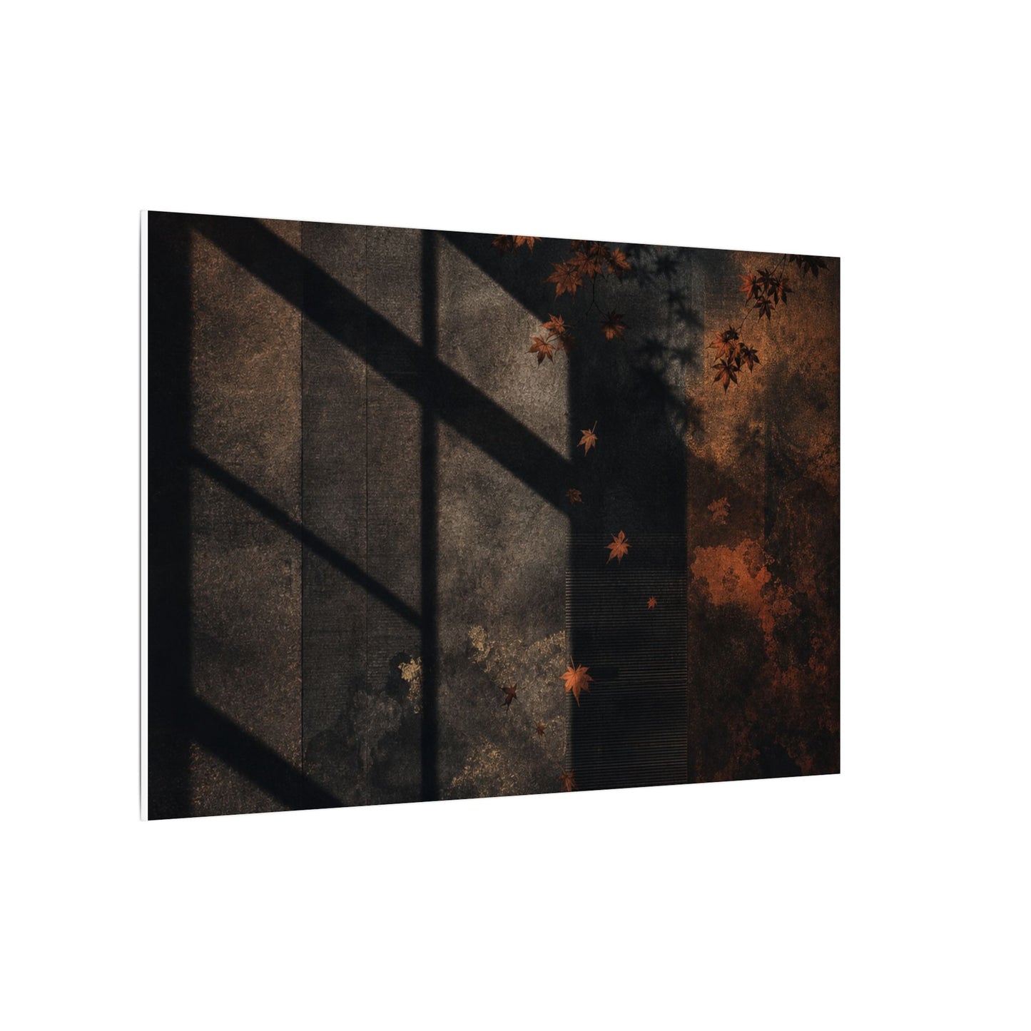 Sophisticated Shadow Play Canvas Art - Dark Texture Dark Japandi