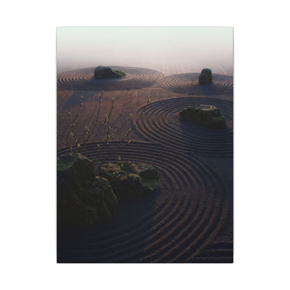 Spring Rock Garden Shadow Zen Canvas Art | Luxurious Decor