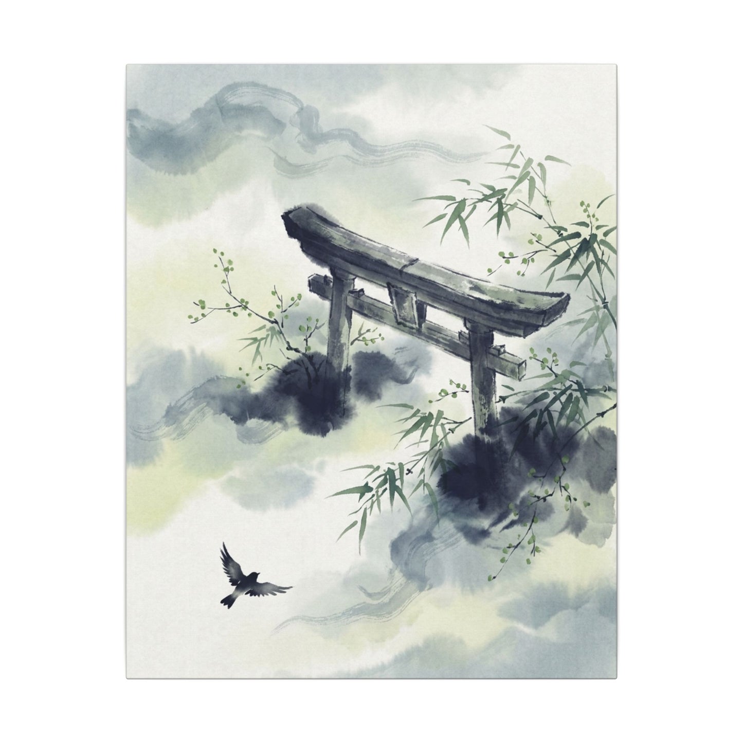Torii Gate Sumi E Canvas Art | Serene Zen Art