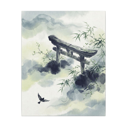 Torii Gate Sumi E Canvas Art | Serene Zen Art