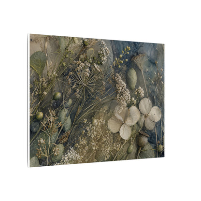 Japandi Dried Flowers in Moonlight | Watercolor Canvas Art