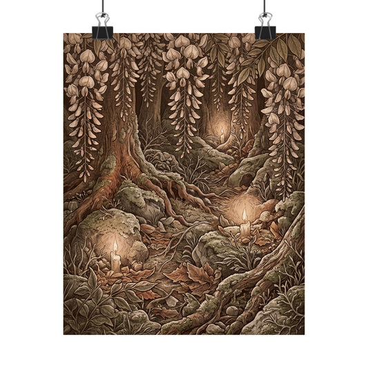 Wisteria Winter Wall Art Print | Cottagecore Enchanting Design