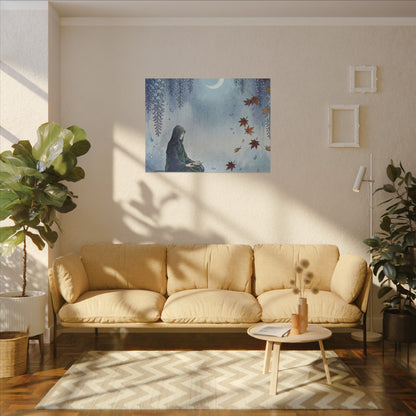 Zen Wisteria in Moonlight | Ukiyo E Inspired Canvas Art