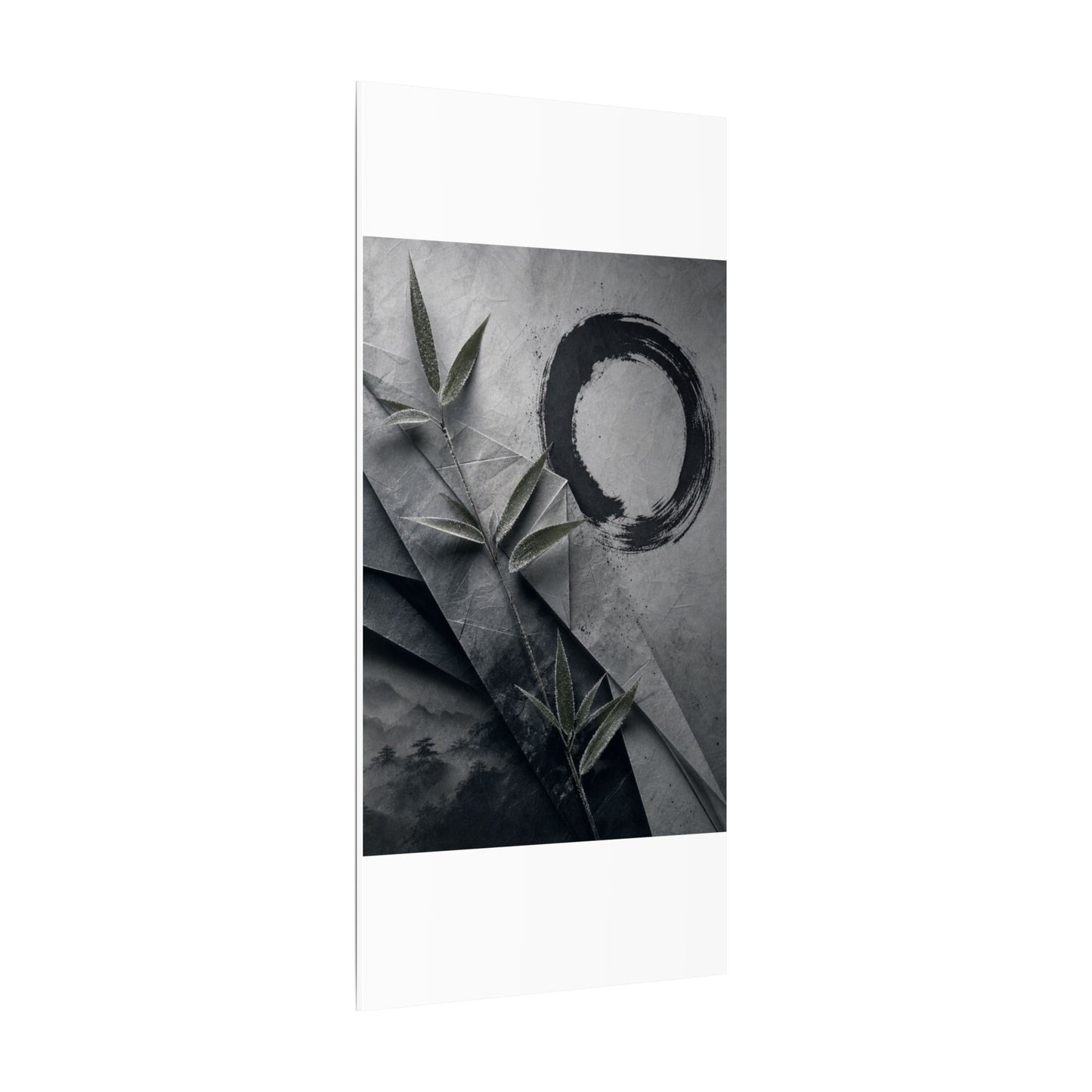 Winter Paper Fold Enso Canvas Art | Serene Decor