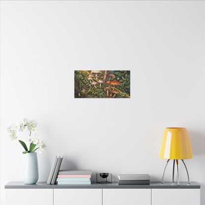 Spring Wild Mushrooms Herbarium Canvas Art | Rustic Decor