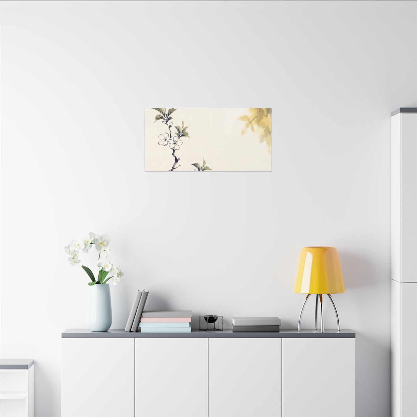 Kanso Cherry Blossom Canvas Art - Zen Sumi E