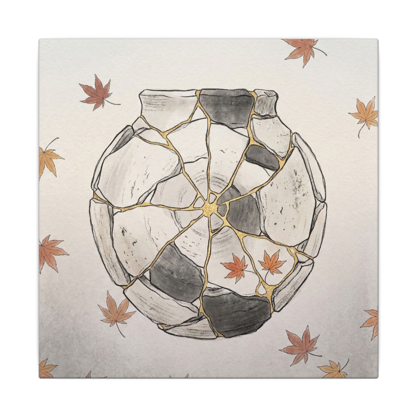 Japandi Broken Pottery in Dawn | Minimal Line Canvas Art