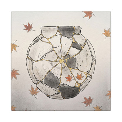 Japandi Broken Pottery in Dawn | Minimal Line Canvas Art