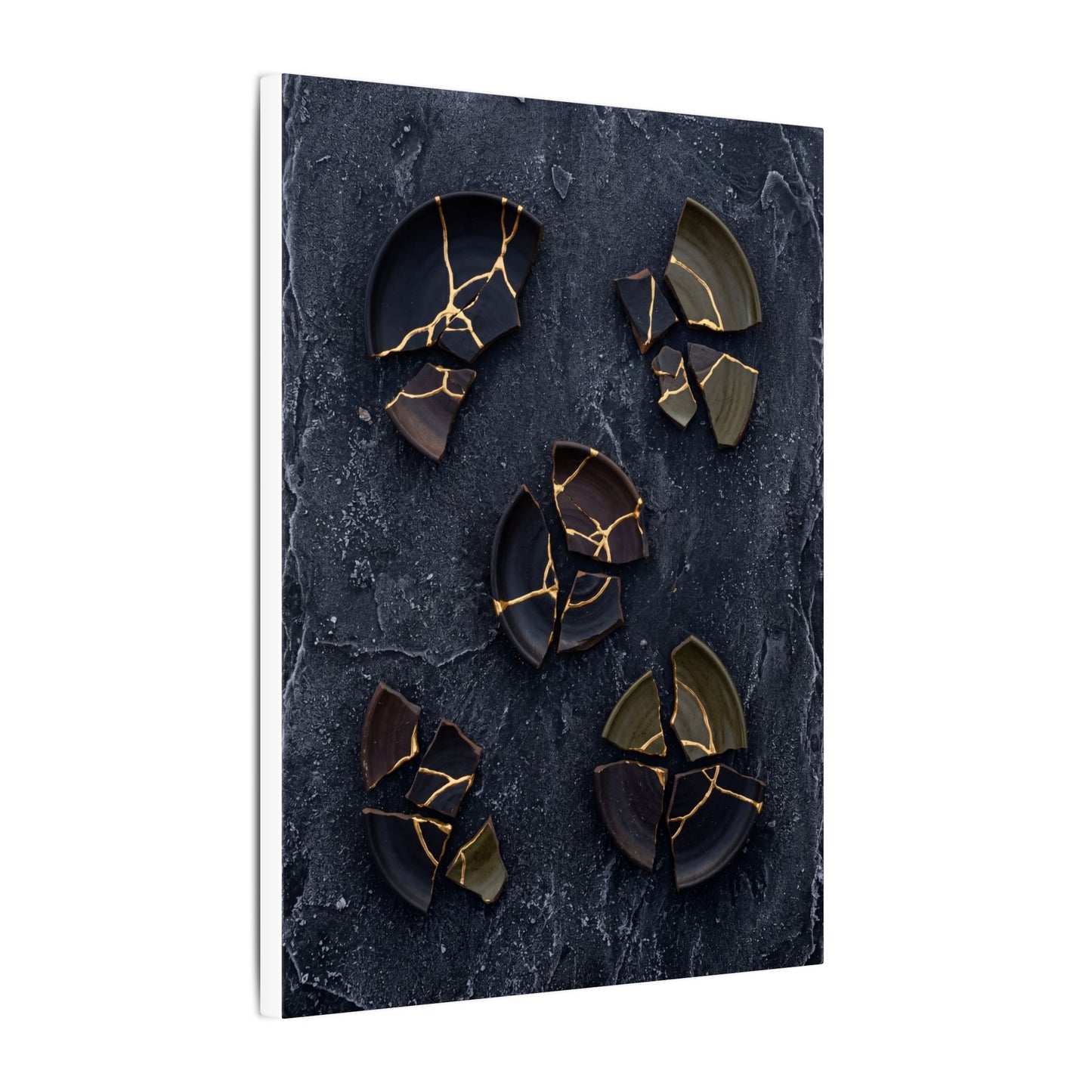 Broken Pottery Canvas Art | Winter Dark Japandi Shadow Zen Art