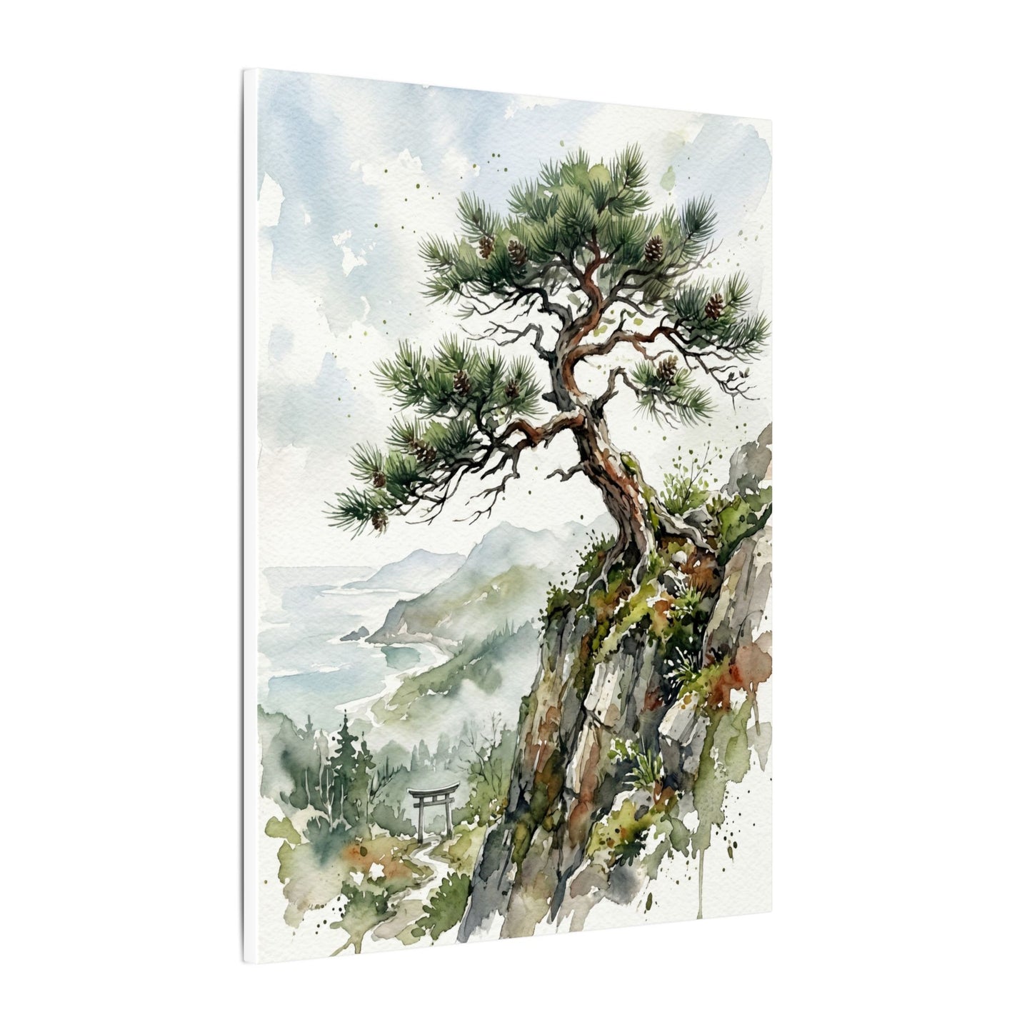 Pine Tree Spring Canvas Art | Japandi Neutral Design