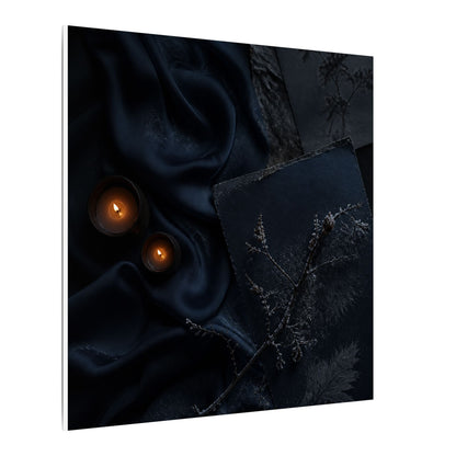 Candlelight Silk Drape Canvas Art - Dark Japandi Kanso