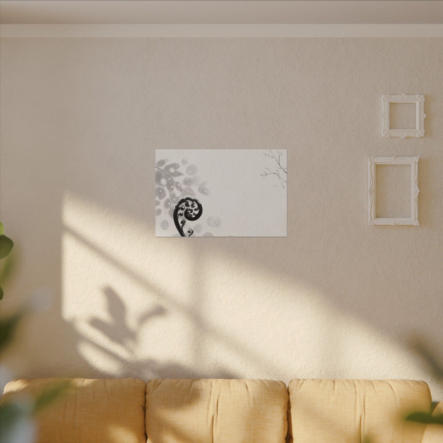 Winter Fern Unfurling Ukiyo E Inspired Canvas Art | Peaceful Decor