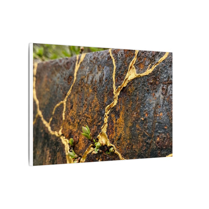 Mono No Aware Rust Patina Canvas Art - Kintsugi Gold Repair