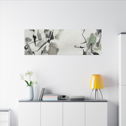 Zen Ink Brushstroke in Overcast | Sumi E Canvas Art