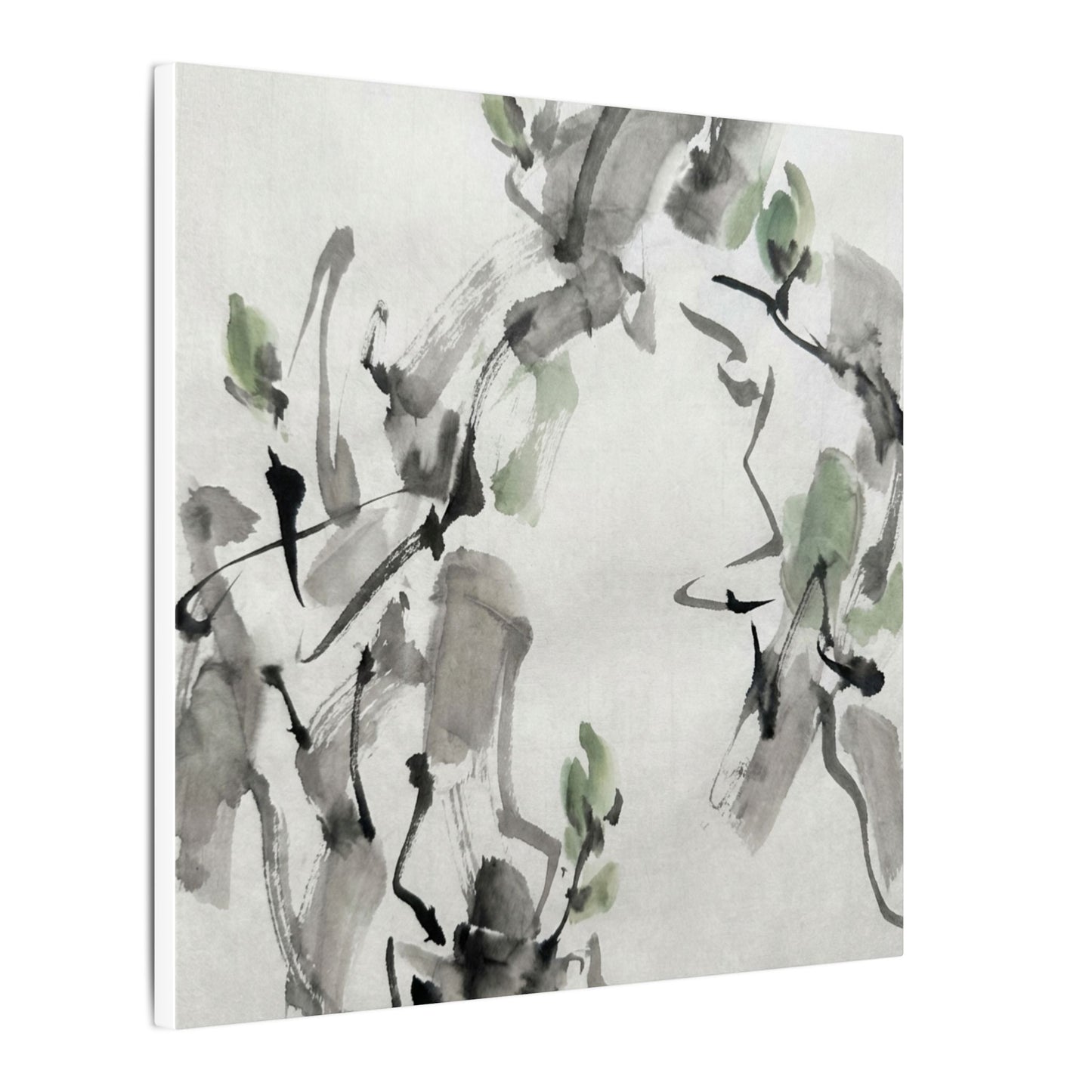 Zen Ink Brushstroke in Overcast | Sumi E Canvas Art