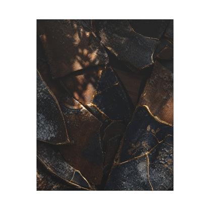 Fukinsei Broken Pottery Canvas Art - Dark Japandi Dark Texture